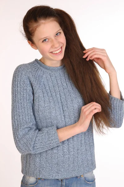 Beautiful Young Girl Magnificent Hair — Stock Photo, Image