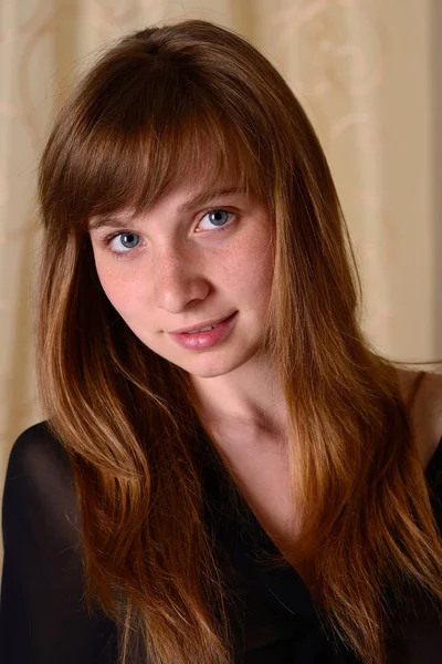 Güzellik redhead kadın Closeup portre 