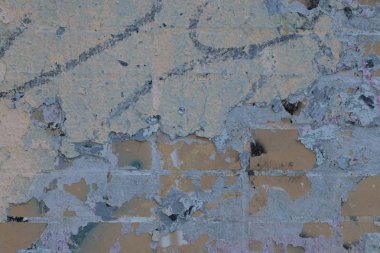 Modern futuristik boyalı duvar zemin, duvar kağıdı, kopya alanı ile banner için. Eski renk vintage tuğla duvar sıva doku peeling ile arka plan.