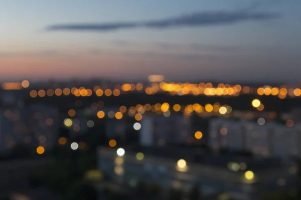 Verschwommene Lichter Der Abendstadt Bei Sonnenuntergang — Stockfoto