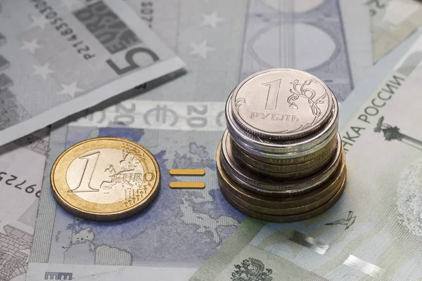 Tipo Cambio Del Euro Eur Rublo Rur Euro Rublo Fondo — Foto de Stock