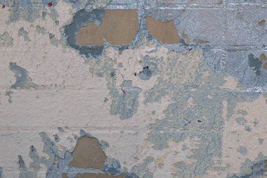 Tuğla duvar noktalar ve çizikler, çatlaklar ile eski boya katmanları ışık arka plan. Fütüristik boyalı duvar