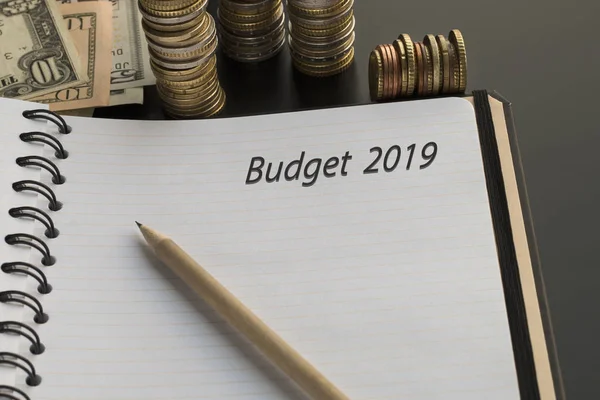 Budget planning concept. Notepad with Budget 2019 text, Financial planning