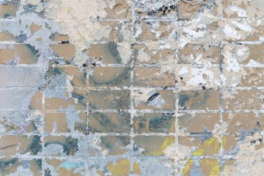 Tuğla duvar arka plan, doku. Duvar parçası lekeleri ile eski boya