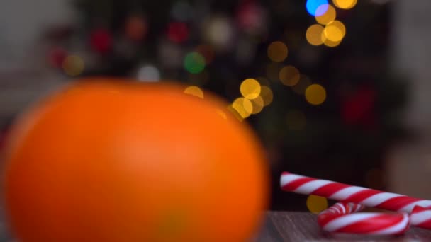 Christmas Video Gingerbread Man Red Mug Christmas Ornament Light Bokeh — Stock Video