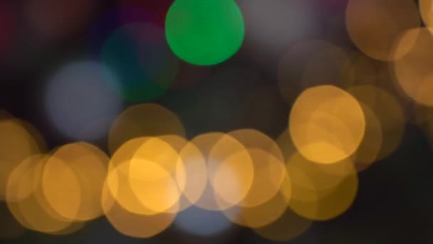 Skimrande Abstrakta Färgade Cirklar Defocused Jul Ljus Bakgrund Dimmiga Älvljus — Stockvideo