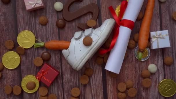 Néerlandais Vacances Sinterklaas Fond Rotation Chaussures Pour Enfants Carottes Pour — Video