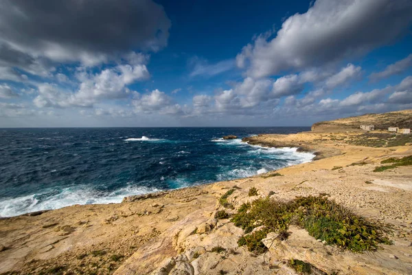 Kuststräcka Nära Dwejra Bay Medelhavet Gozo Malta Hav Landskap — Stockfoto