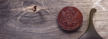 numismatics, collect old coins. Top view. Copy space of your text. Banner.	