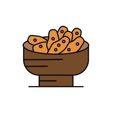 Bir sepet glyph simgesi beyaz izole ekmek. Eps10