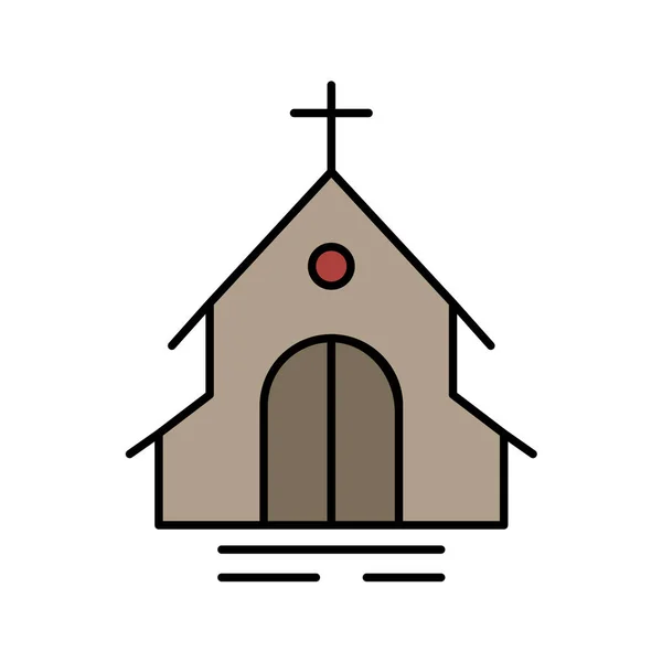 Церковь, религия строит икону, изолированную на белом. S10 — стоковый вектор