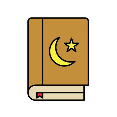 Müslüman Kuran ince çizgi simgesi beyaza izole edildi. İslam dini sembolü. Vektör Illustration EPS10