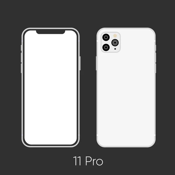 Nieuw 2019 Telefoon Model Pro Wit Geïsoleerd Zwart Vector Illustratie — Stockvector