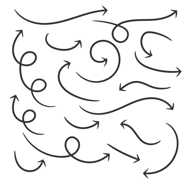 白地に手描き矢印のセット ベクターイラスト — ストックベクタ