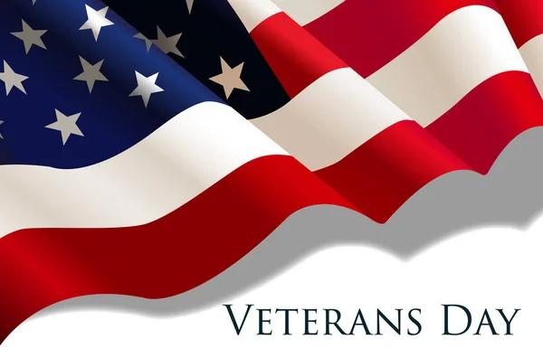Знамя Дня ветеранов с реалистичным американским флагом . — стоковый вектор