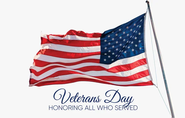 Veteranen Feiertagsbanner Mit Amerikanischer Flagge Hintergrund Vektorillustration — Stockvektor