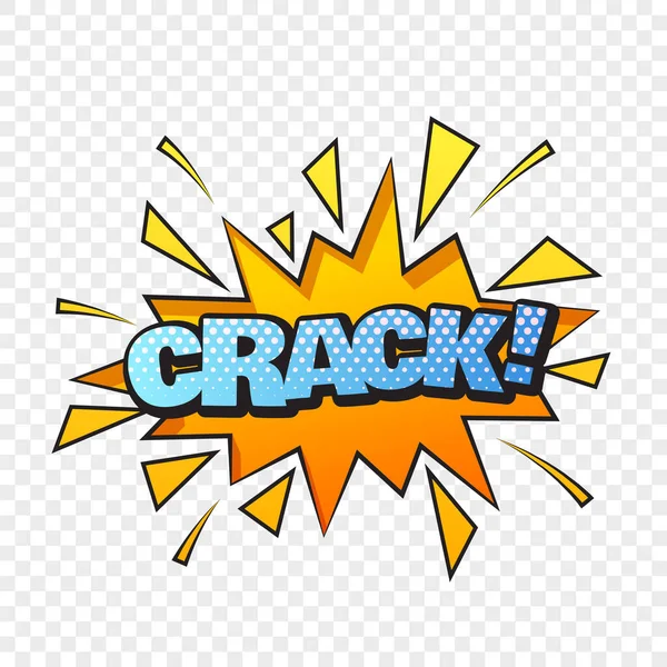 Crack palabra de estilo cómico en el fondo transparente — Archivo Imágenes Vectoriales