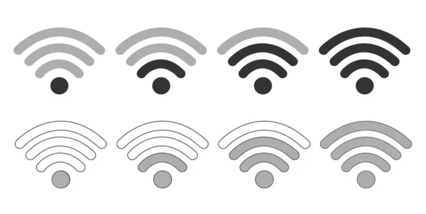 Iconos planos inalámbricos de la señal de Internet del Lan de Wifi para las aplicaciones o los Web site - En blanco — Vector de stock