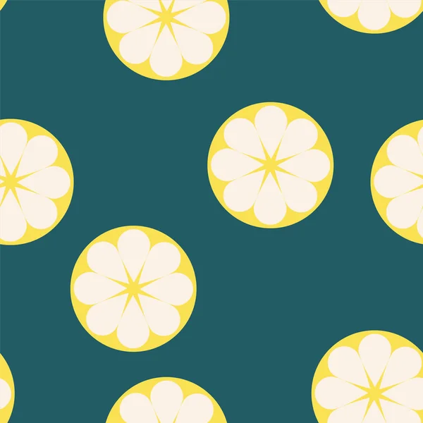 蓝色背景下新鲜柠檬的无缝图案 — 图库矢量图片