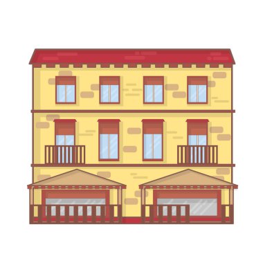 Ev mimarisi Anahat vektör çizim. Ev mimarisi hat sanat kavramı. Yazlık manzara anahat grafik tasarım