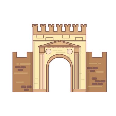 Rimini, Emilia Romagna, İtalya kemer Augustus vektör, antik Romanesk gate City - tarihi İtalyan dönüm noktası, hala bozulmamış geçerli en eski Roma kemer