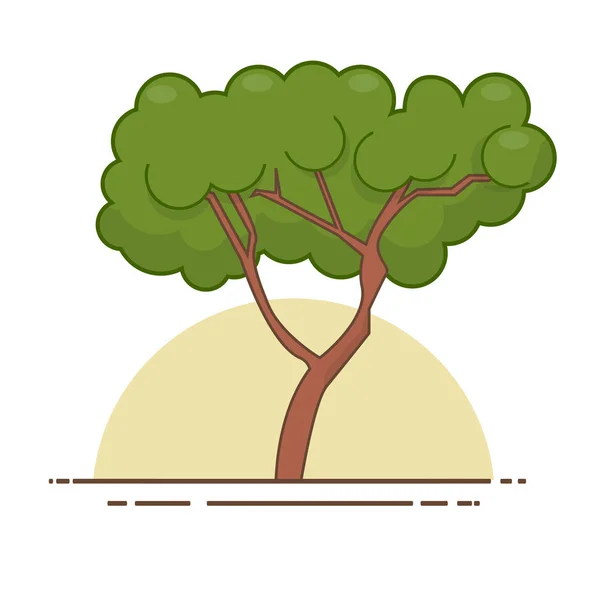 Green tree icon vector. Line color nature symbol isolated — Stock Vector