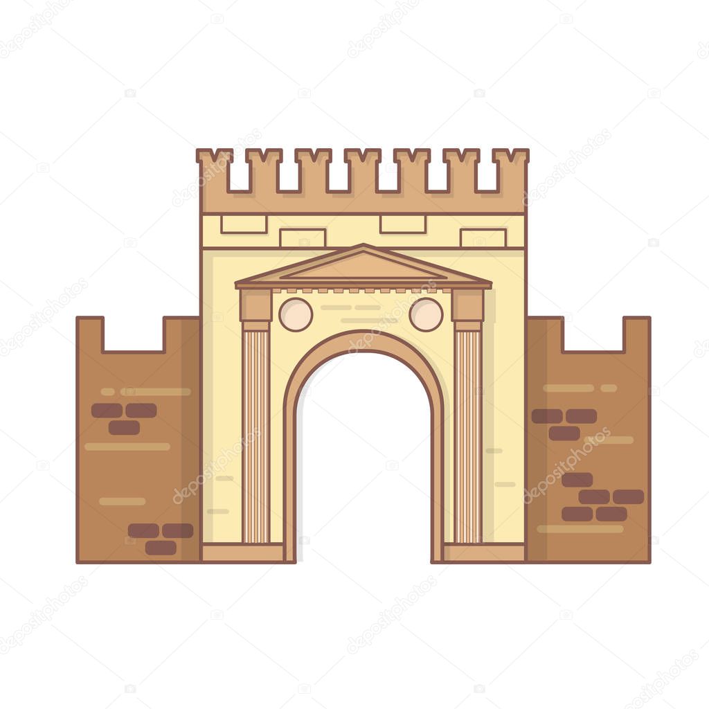 Rimini, Emilia Romagna, Italy Arch of Augustus vector, ancient romanesque gate of the city - historical italian landmark, the most ancient roman arch that still stands intact