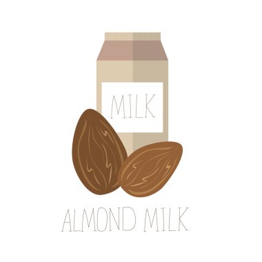 Badem sütü ile vektör çizim. Laktoz ücretsiz vektör kavramı.