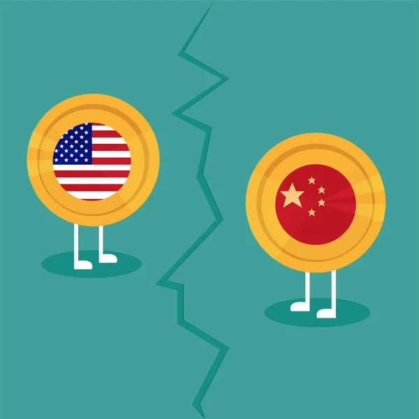 Kína Amerika tarifális üzleti global exchange nemzetközi kereskedelmi háború — Stock Vector