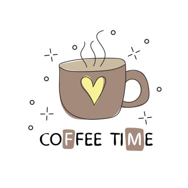 El vintage kahve fincanı çekilmiş. Stil kroki. Vektör çizim. T-shirt baskı