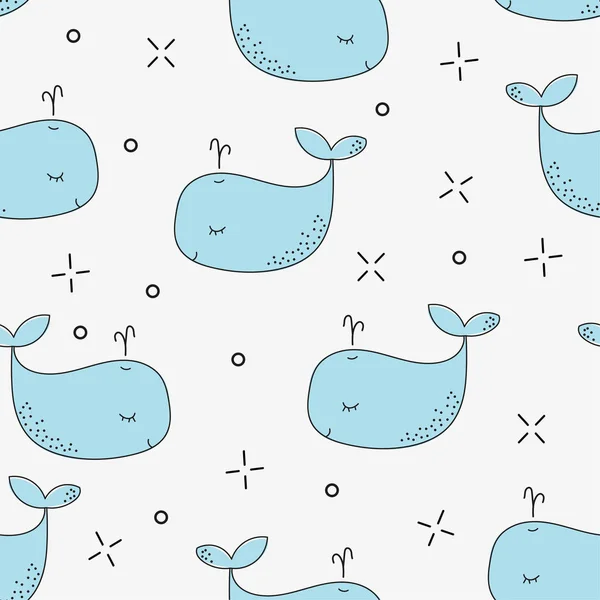 Whale Seamless Vector Pattern. Vector background — Stock Vector