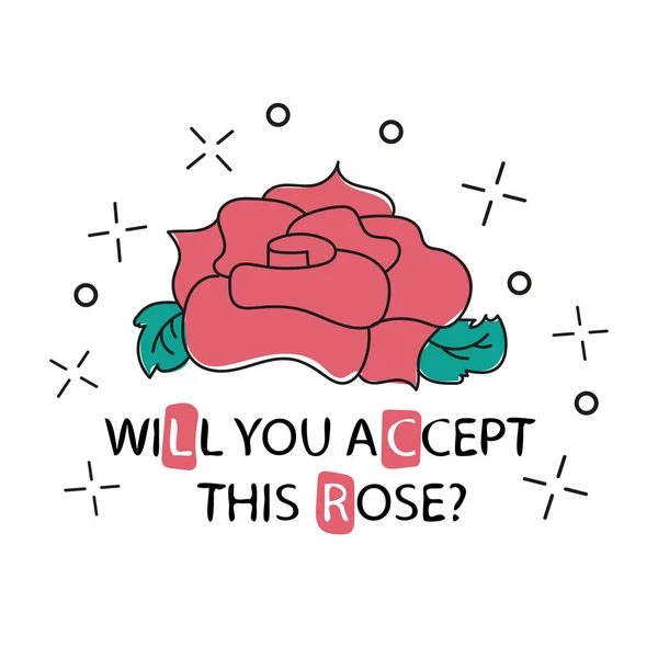 Дизайн Футболки Приймете Троянду Значок Моди Або Латку Гаслом Роза — стоковий вектор