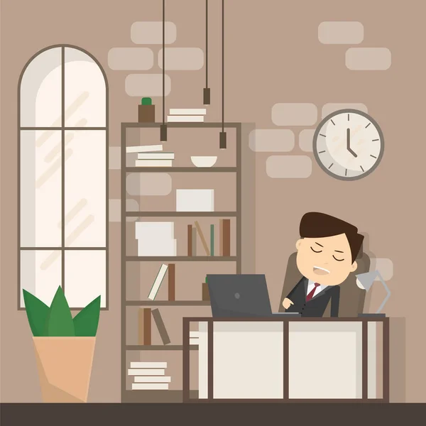 商人在工作中睡着了 在睡觉 打瞌睡 休息或懒惰的工作中的商业概念 在办公室睡觉的人 矢量插图 — 图库矢量图片