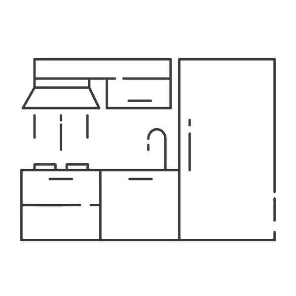 Moderne Keuken Interieur Hoge Kwaliteit Zwarte Omtrek Logo Voor Website — Stockvector