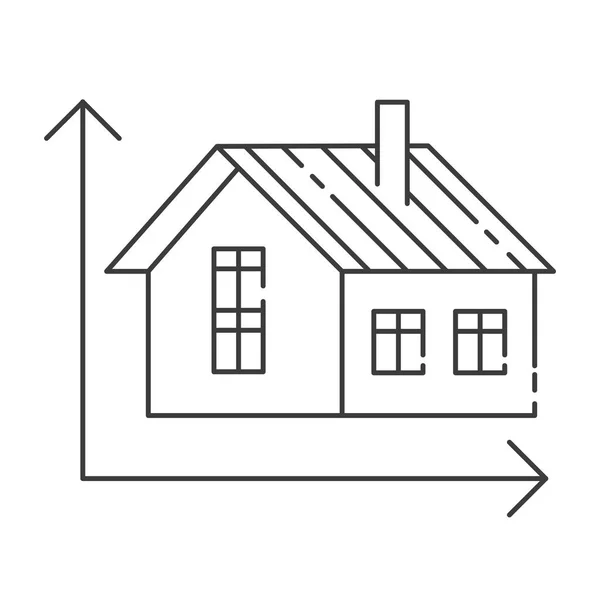 ホームの測定概念を描いたモダンなアイコンのベクター イラストです Web サイトのデザインおよびモバイル アプリケーションの高品質黒のアウトラインのロゴ 白の背景にベクトル画像 — ストックベクタ