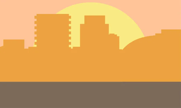 Illustration vectorielle du paysage urbain du soir. Concept de paysage au coucher du soleil. Ville au coucher du soleil — Image vectorielle