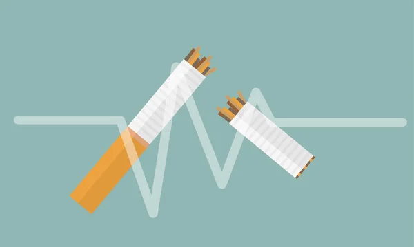 Broken cigarette vector flat icon design on white background. Element for logo — Stock Vector