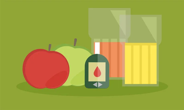 Monitoreo Diabetes Dieta Colesterol Alimentación Saludable Concepto Nutricional Con Frutas — Archivo Imágenes Vectoriales