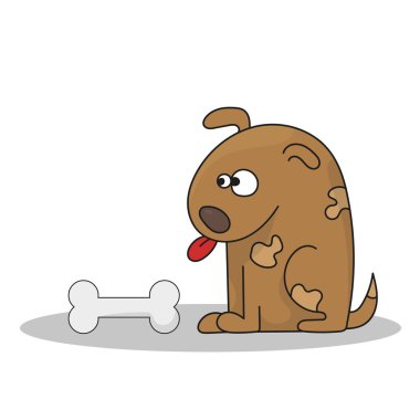 Vektör çizim karikatür köpek kemik ile
