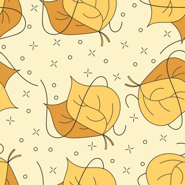 Sonbahar yaprakları Dikişsiz desen duvar kağıdı için sarı ve kahverengi renklerde