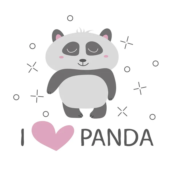 Projekt koszulki Panda z słodki Miś panda wektor wzór — Wektor stockowy