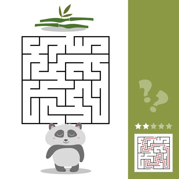 Juego de laberinto Panda - ayudar a panda hambriento encontrar el camino correcto a su bambú - con solución — Archivo Imágenes Vectoriales