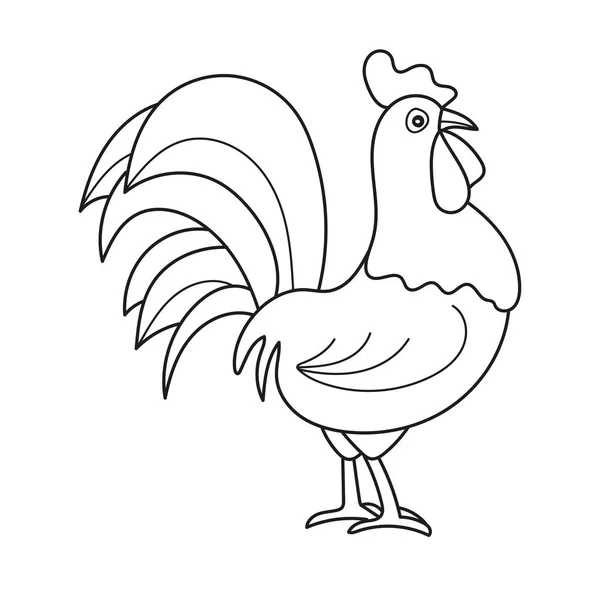 Disegno da colorare del gallo dei cartoni animati. Libro da colorare vettoriale per bambini — Vettoriale Stock