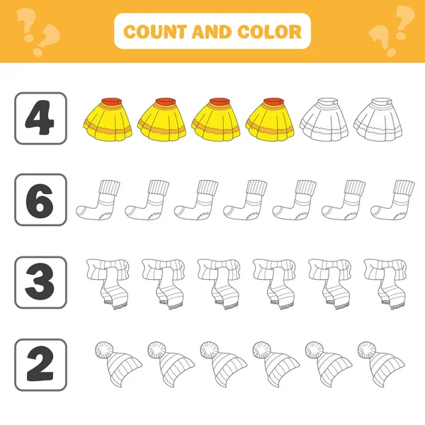 Matematika list pro děti. Počítat a barevné děti vzdělávací aktivity — Stockový vektor