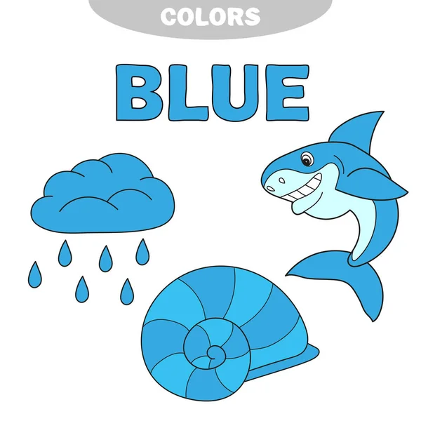 Illustrazione Del Vettore Gruppo Blu Colore Isolato Imparare Colore Set — Vettoriale Stock