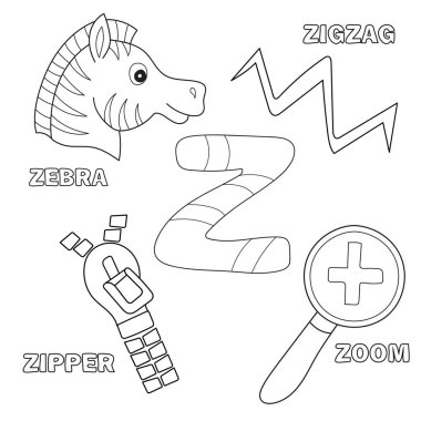 Alfabe Z - çocuklar için çalışma egzersizleri - boyama kitap Illustration