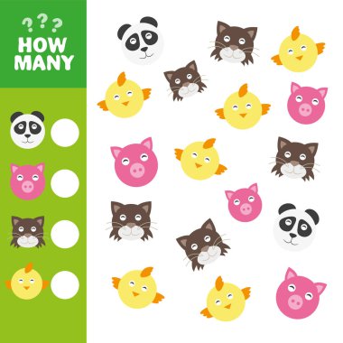 Okul öncesi çocuklar için oyun sayma eğitim karikatür vektör çizim