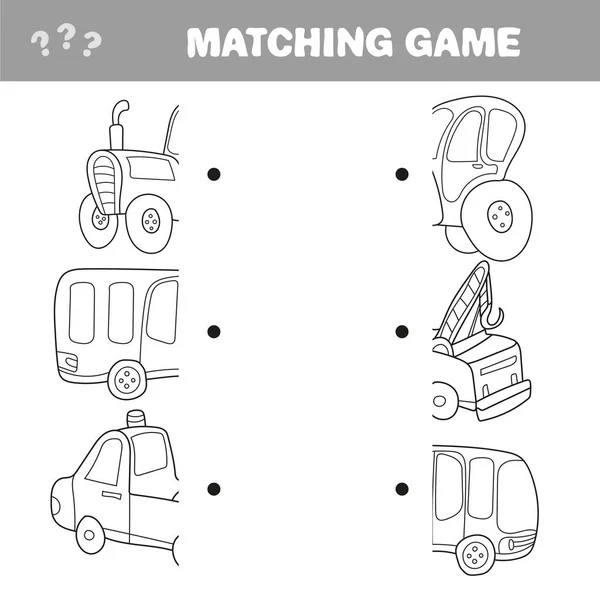 Cartoon Illustration der Vorschulerziehung Aktivität mit passenden Hälften Spiel — Stockvektor