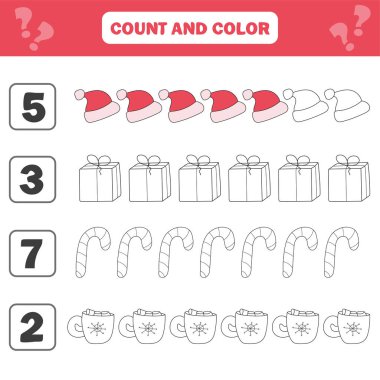 Çocuklar için matematik çalışma. Say ve renk eğitim çocuklar etkinliği