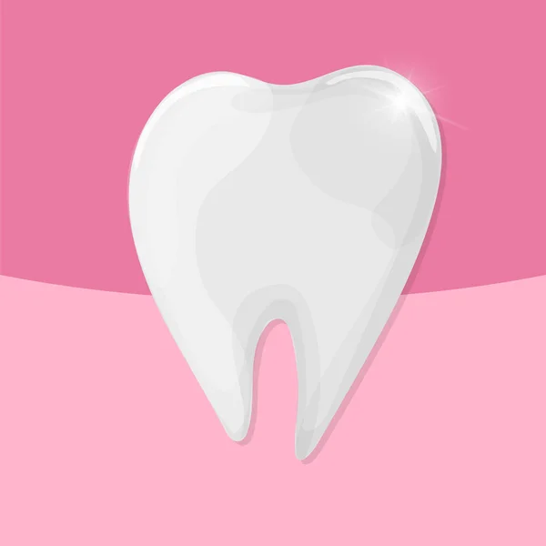 Вектор здоровый блестящий зуб на розовом фоне - медицинская иллюстрация — стоковый вектор